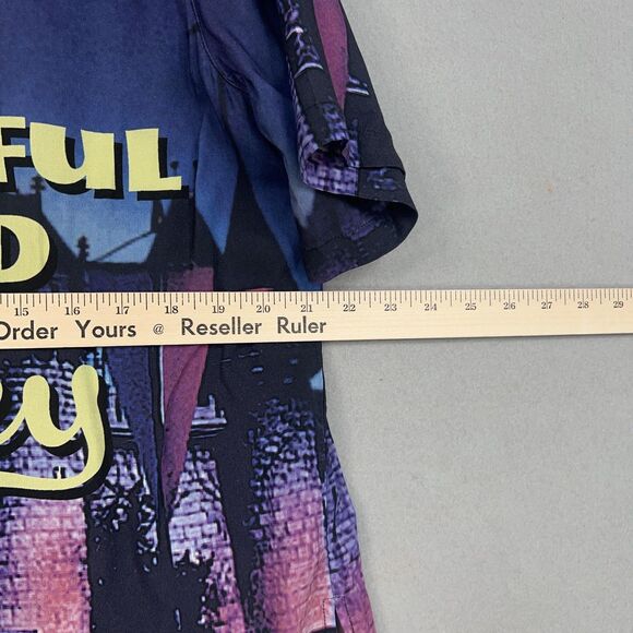 Disney Shirt Womens Large Black Purple Castle Camp Button Up Wonderful World 100 - Picture 11 of 13